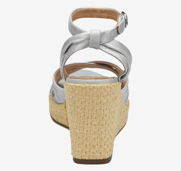 Sandals Johnston and Murphy Women Marcia CrossBand Sandal Silver Metallic Kid Suede