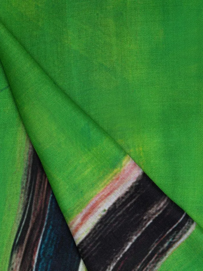 Scarf In Cashmere And Silk With WT Print Pure Green Women Akris Collector Scarves
