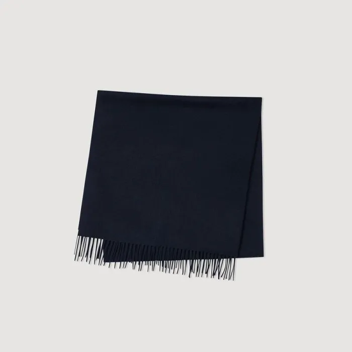 Scarves Men SANDRO Wool And Cashmere Scarf Navy Blue