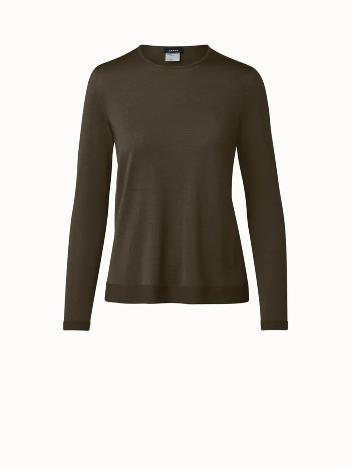 Seamless Cashmere Silk Knit Pullover Moss Women Akris Cashmere