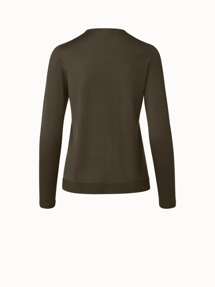 Seamless Cashmere Silk Knit Pullover Moss Women Akris Cashmere