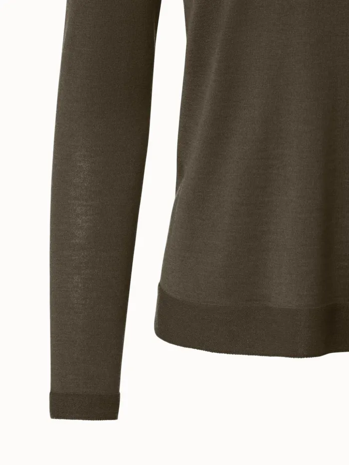 Seamless Cashmere Silk Knit Pullover Moss Women Akris Cashmere