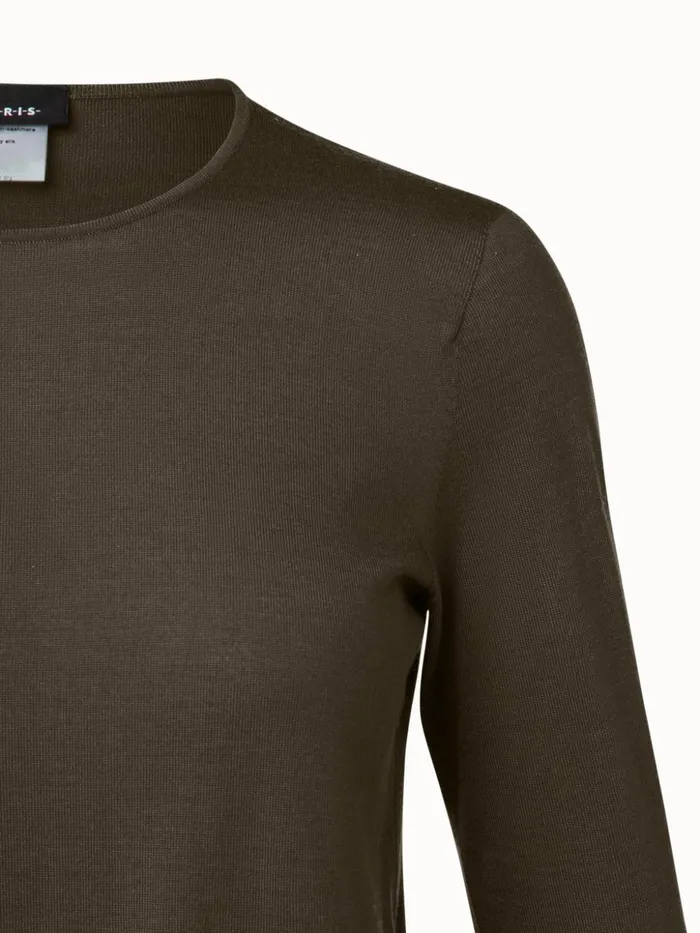 Seamless Cashmere Silk Knit Pullover Moss Women Akris Cashmere