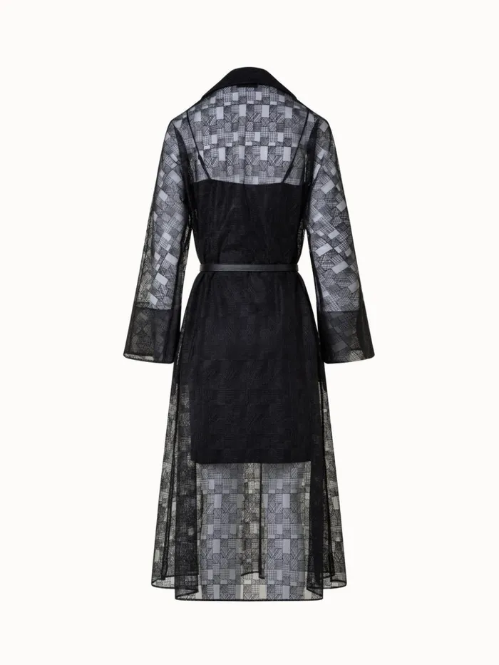 Shirt Dress In Lizzy Grid Embroidery Black Women Akris Dresses