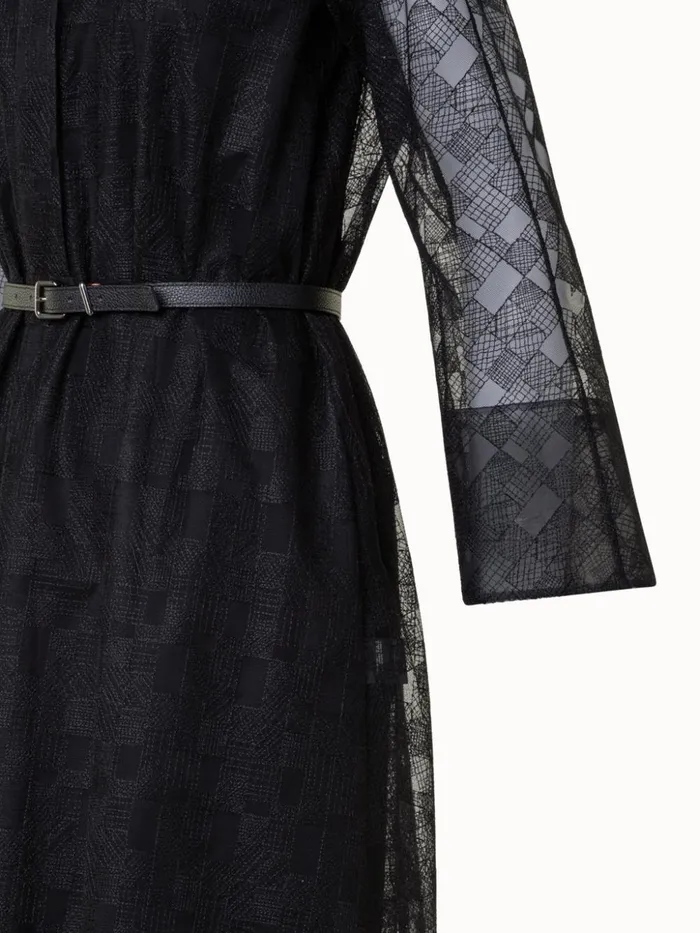 Shirt Dress In Lizzy Grid Embroidery Black Women Akris Dresses