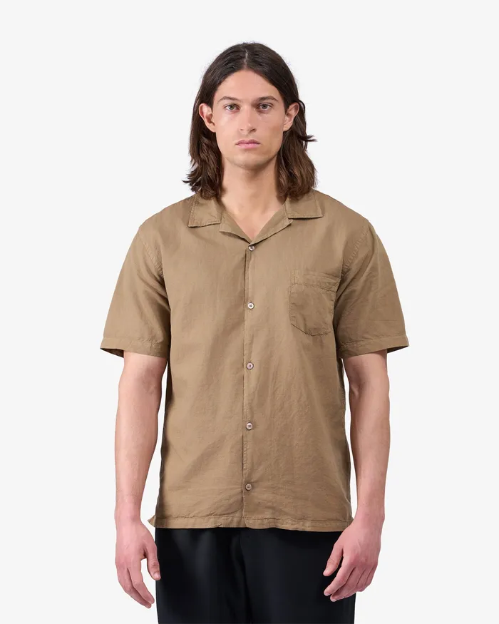 Shirts Linen Short Sleeved Shirt 8211 Sahara Camel 8211 Colorfulstandard Men