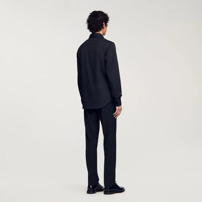 Shirts Men SANDRO Fitted Stretch Cotton Shirt Black