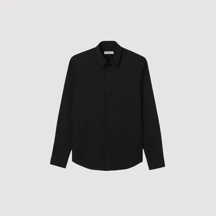 Shirts Men SANDRO Fitted Stretch Cotton Shirt Black