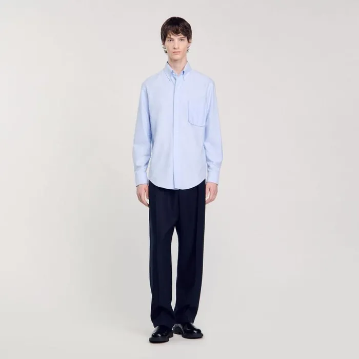 Shirts Men SANDRO Oxford Flannel Shirt Sky Blue