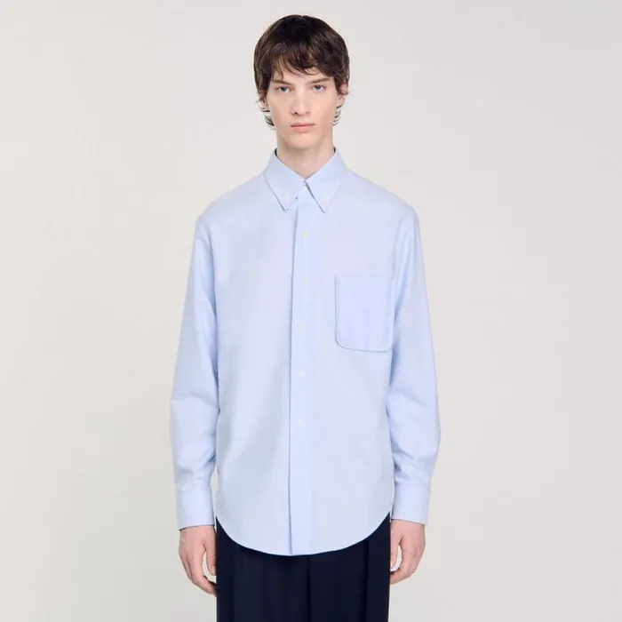 Shirts Men SANDRO Oxford Flannel Shirt Sky Blue