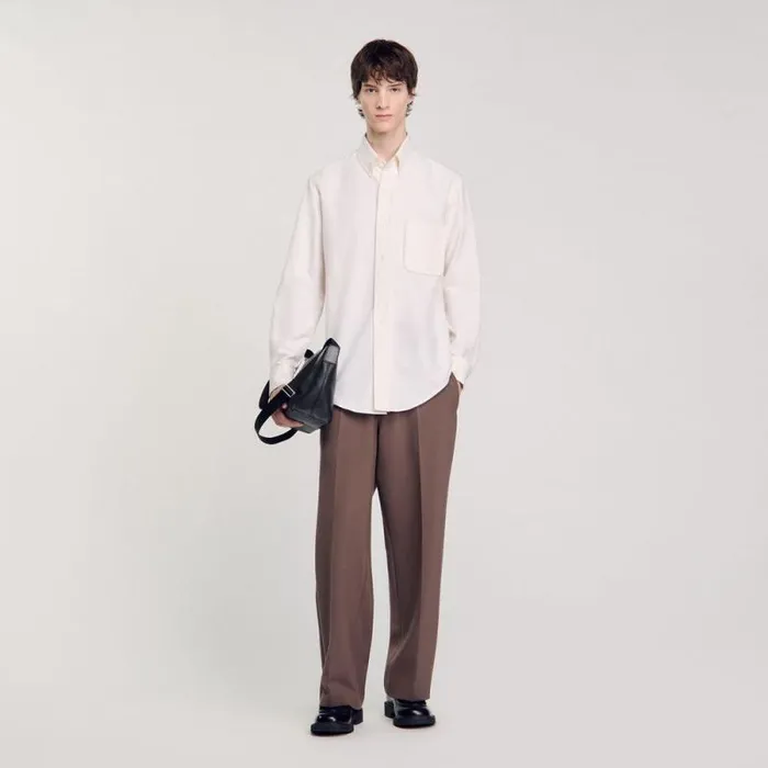 Shirts Men SANDRO Oxford Flannel Shirt White