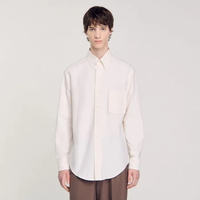 Shirts Men SANDRO Oxford Flannel Shirt White