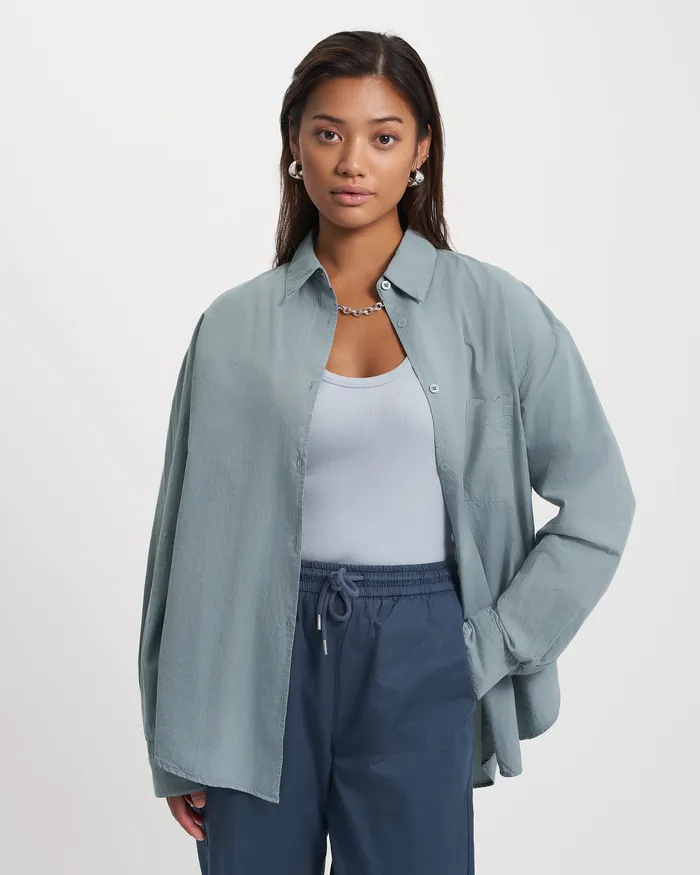 Shirts Women Colorfulstandard Organic Oversized Shirt 8211 Lava Grey