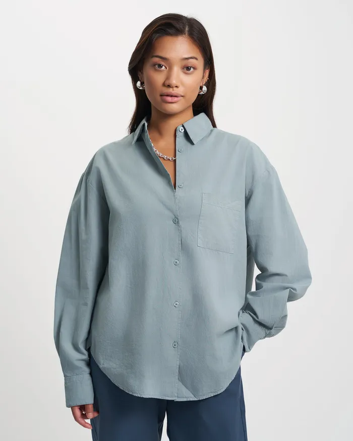 Shirts Women Colorfulstandard Organic Oversized Shirt 8211 Lava Grey