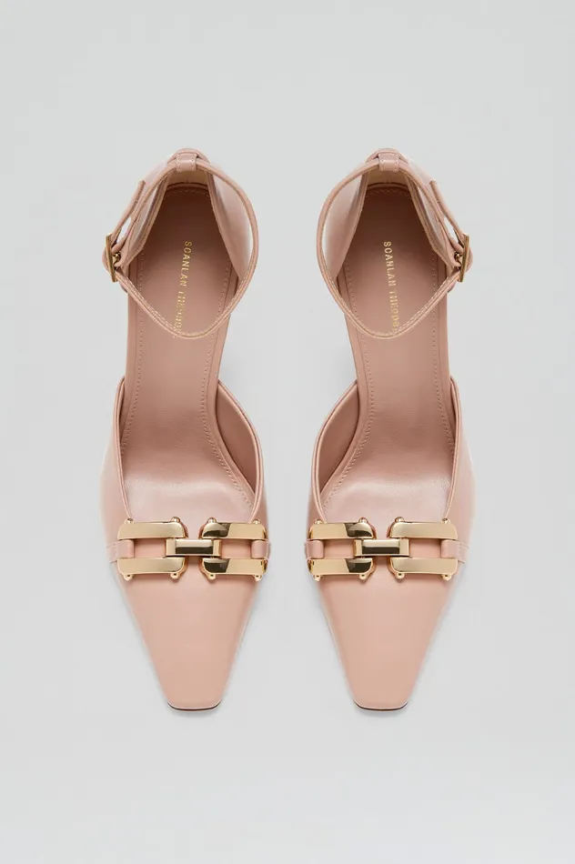 Shoes Scanlan Theodore Women GOLD TRIM PUMP 95 NUDE