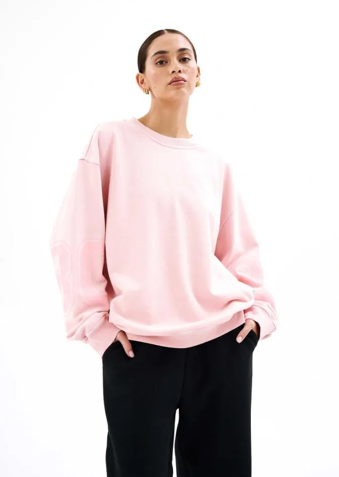 Shop BACKFIELD SWEATER IN FLAMINGO PINK PE Nation Sweats