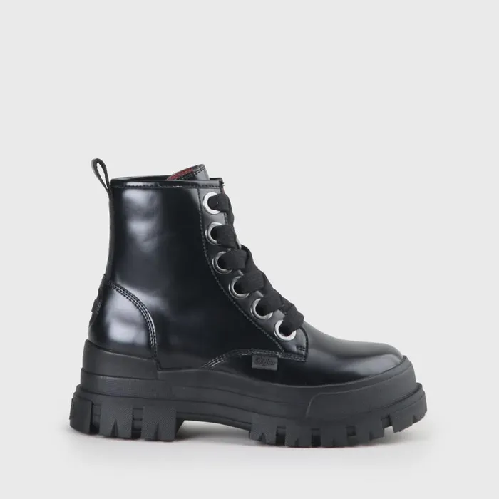 Shop Boots and AnkleBoots BUFFALO Aspha Laceup HI Schwarzsilber