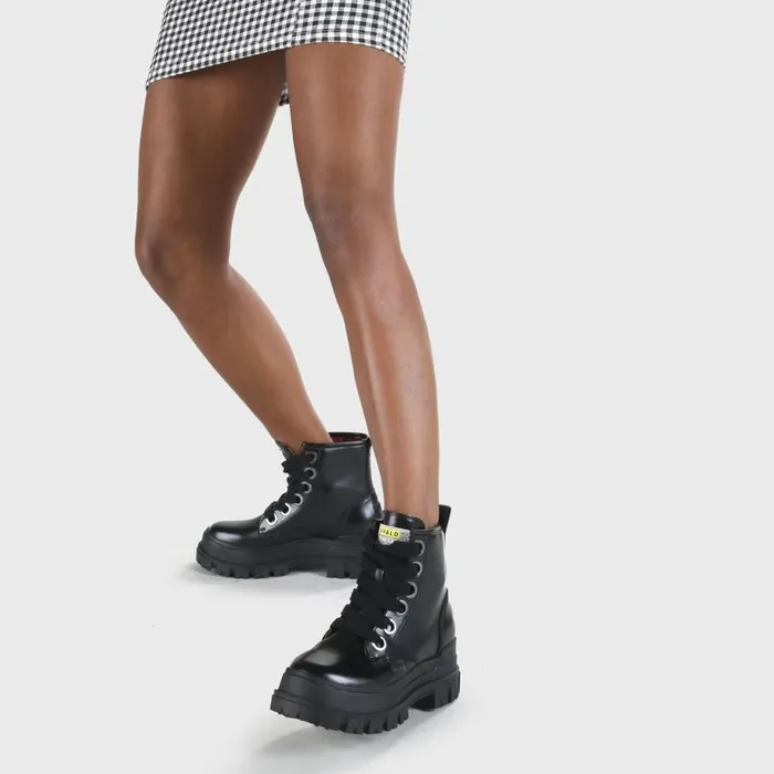 Shop Boots and AnkleBoots BUFFALO Aspha Laceup HI Schwarzsilber