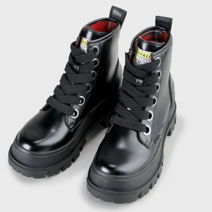 Shop Boots and AnkleBoots BUFFALO Aspha Laceup HI Schwarzsilber