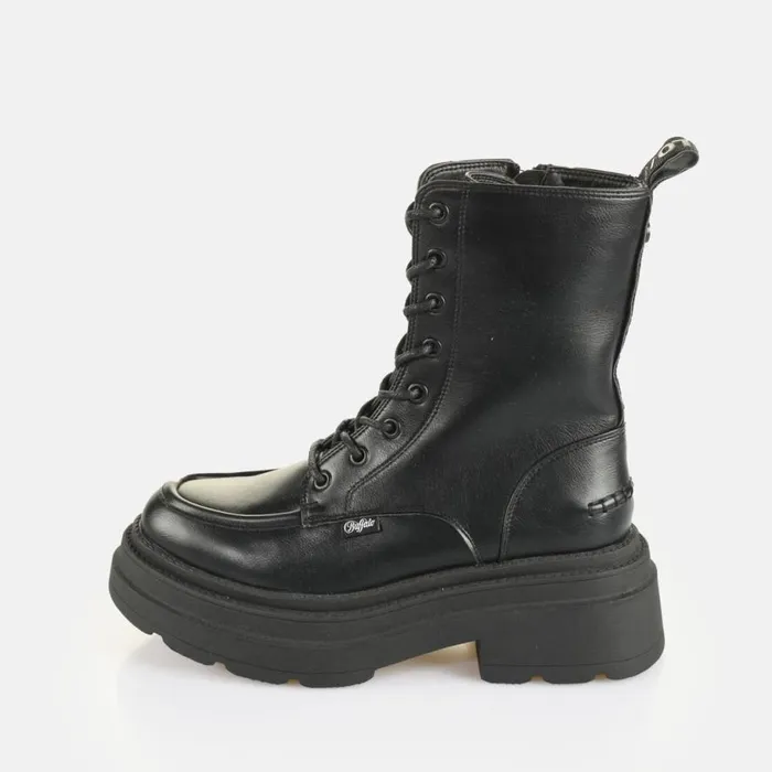 Shop Boots and AnkleBoots BUFFALO BFL MARS LACE UP 8211 VEGAN NAPPA 8211 BLACK Black