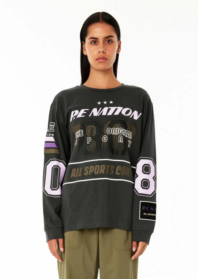 Shop PITLANE LS TEE IN DARK SHADOW PE Nation Long Sleeve Tops