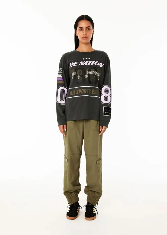 Shop PITLANE LS TEE IN DARK SHADOW PE Nation Long Sleeve Tops