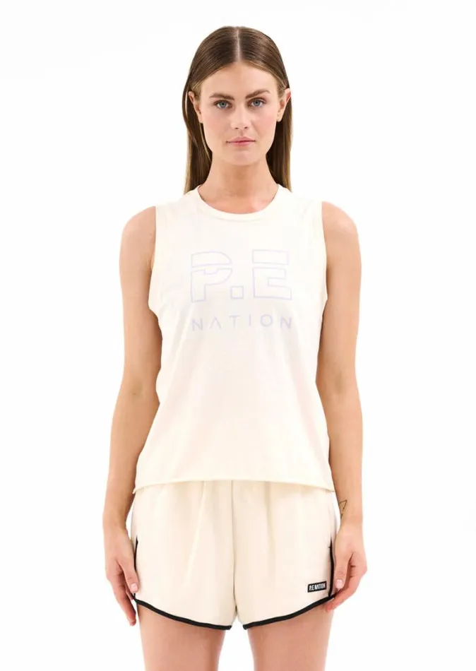 Shop SHUFFLE TANK IN PEARLED IVORY PE Nation Tees and Tanks