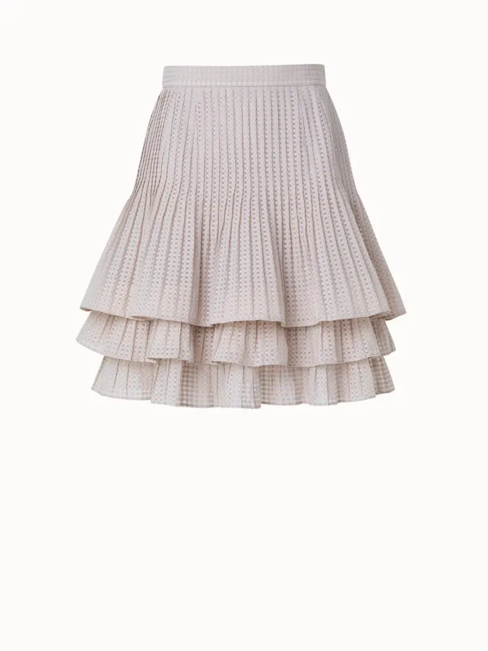 Short ALine Triple Layer Pliss Skirt Greige Women Akris Skirts