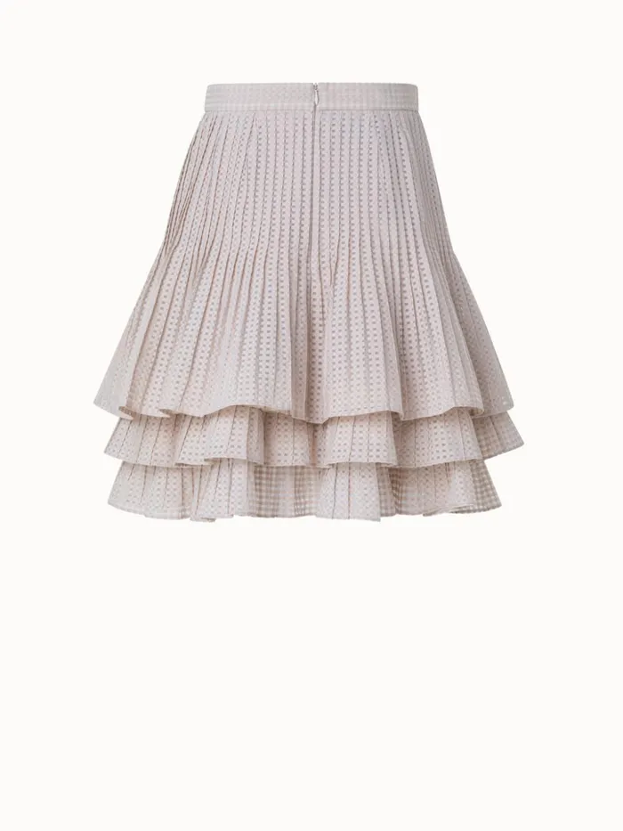 Short ALine Triple Layer Pliss Skirt Greige Women Akris Skirts