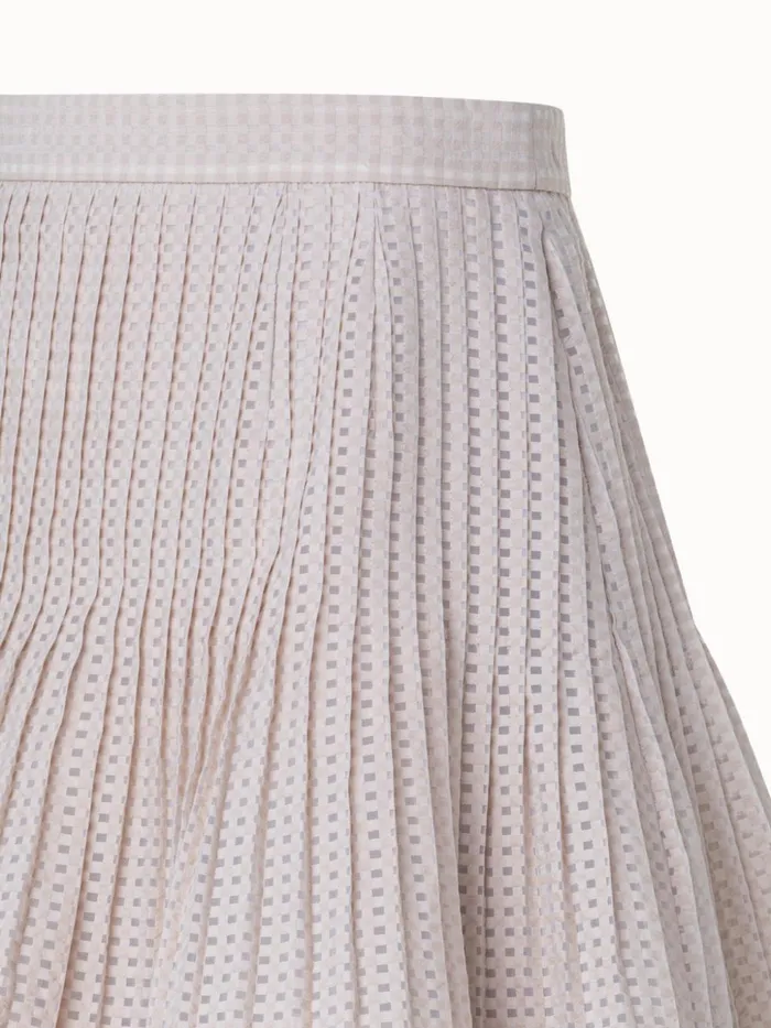 Short ALine Triple Layer Pliss Skirt Greige Women Akris Skirts
