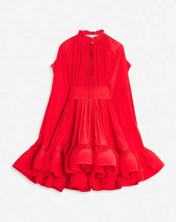 Short Charmeuse Dress Poppy Red Women Lanvin Dresses