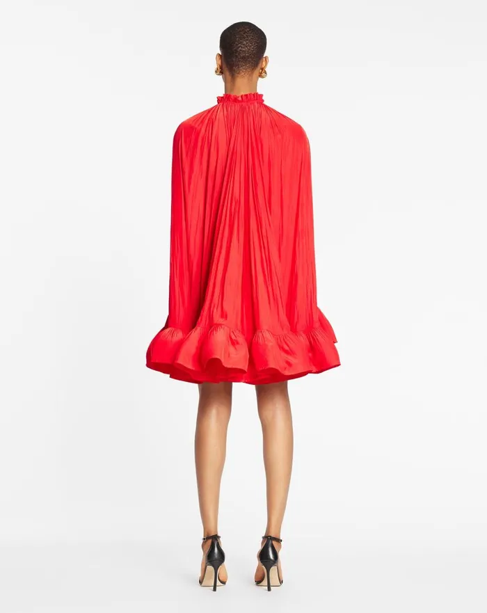 Short Charmeuse Dress Poppy Red Women Lanvin Dresses