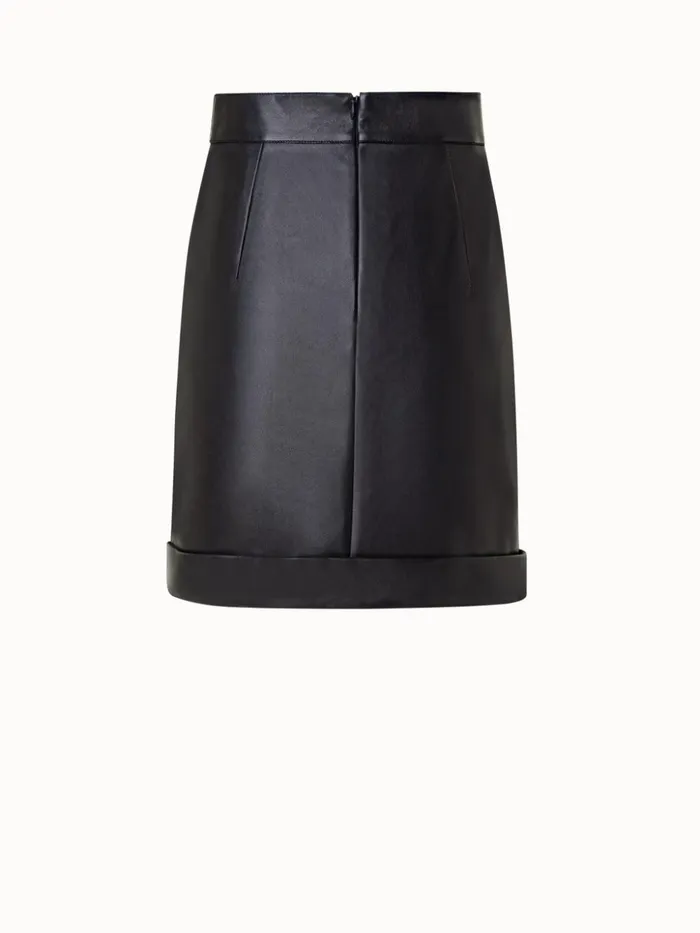 Short Leather Pencil Skirt Black Women Akris Skirts