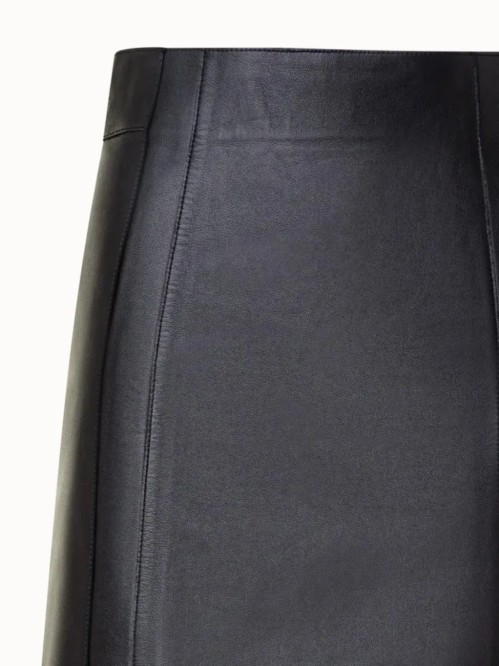 Short Leather Pencil Skirt Black Women Akris Skirts