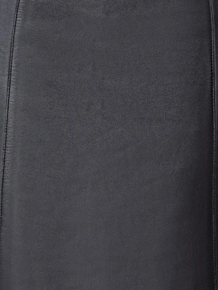Short Leather Pencil Skirt Black Women Akris Skirts