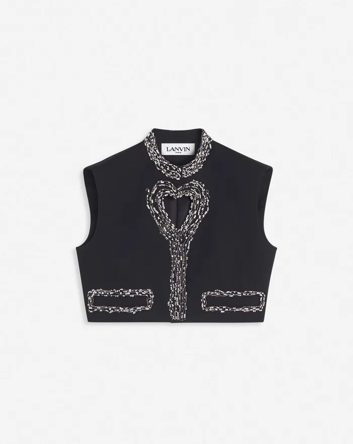 Short Sleeveless Jacket With A Heart Detail Black Women Lanvin Coats and Jackets