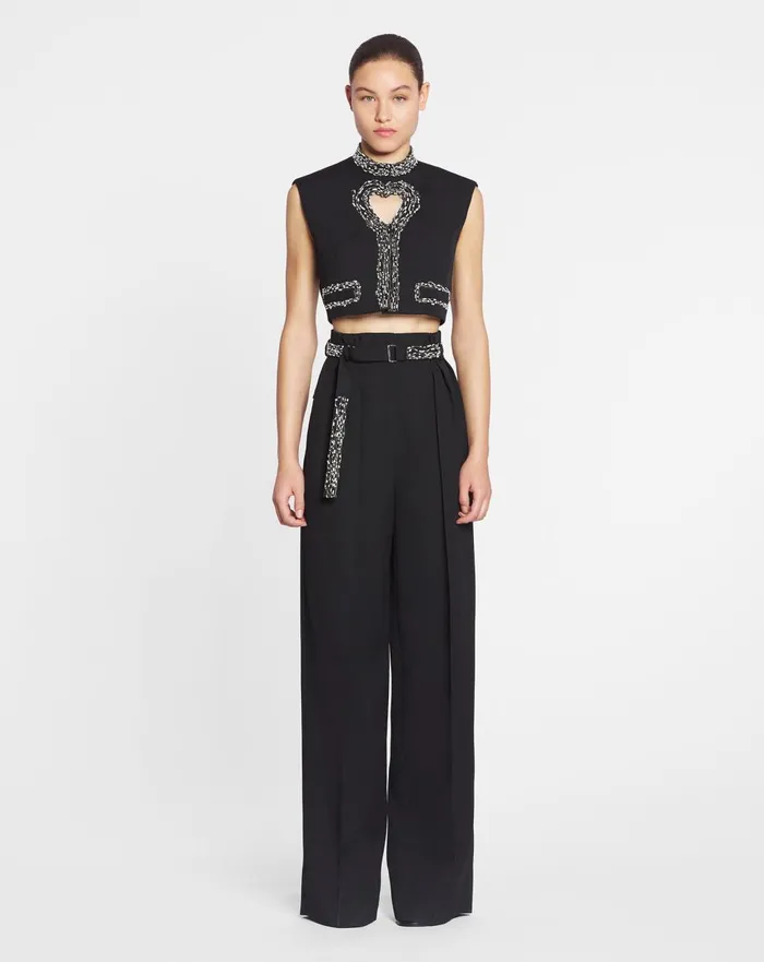 Short Sleeveless Jacket With A Heart Detail Black Women Lanvin Coats and Jackets
