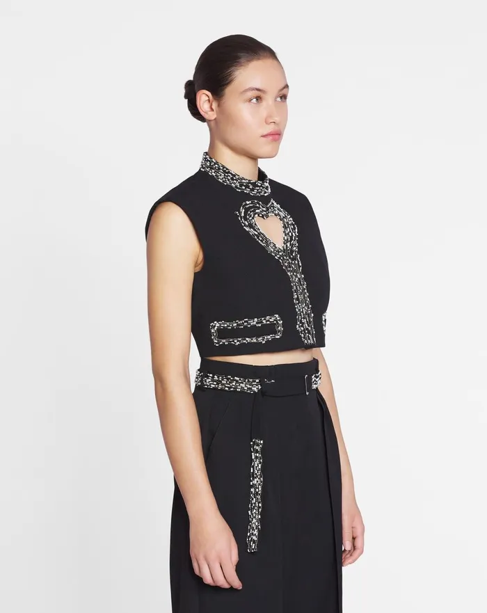 Short Sleeveless Jacket With A Heart Detail Black Women Lanvin Coats and Jackets