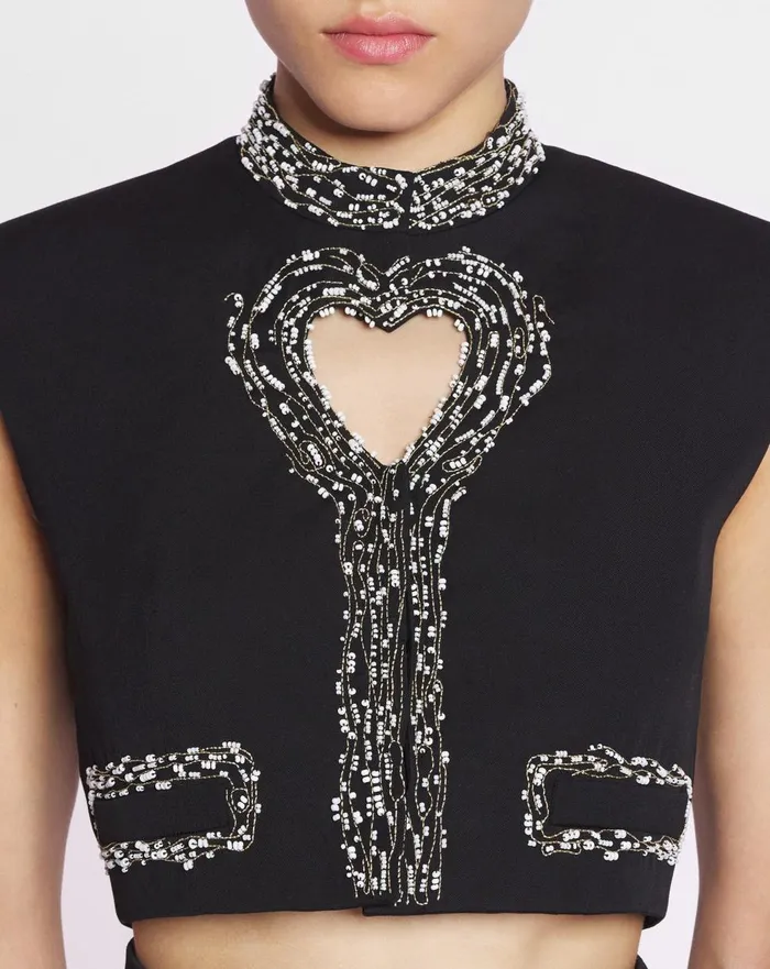 Short Sleeveless Jacket With A Heart Detail Black Women Lanvin Coats and Jackets