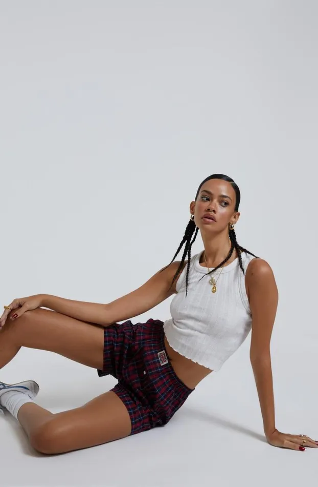 Shorts and Jorts Women Jaded London Red Tartan Boxer Short