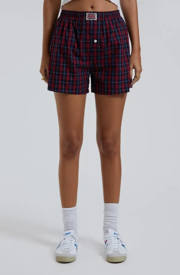 Shorts and Jorts Women Jaded London Red Tartan Boxer Short