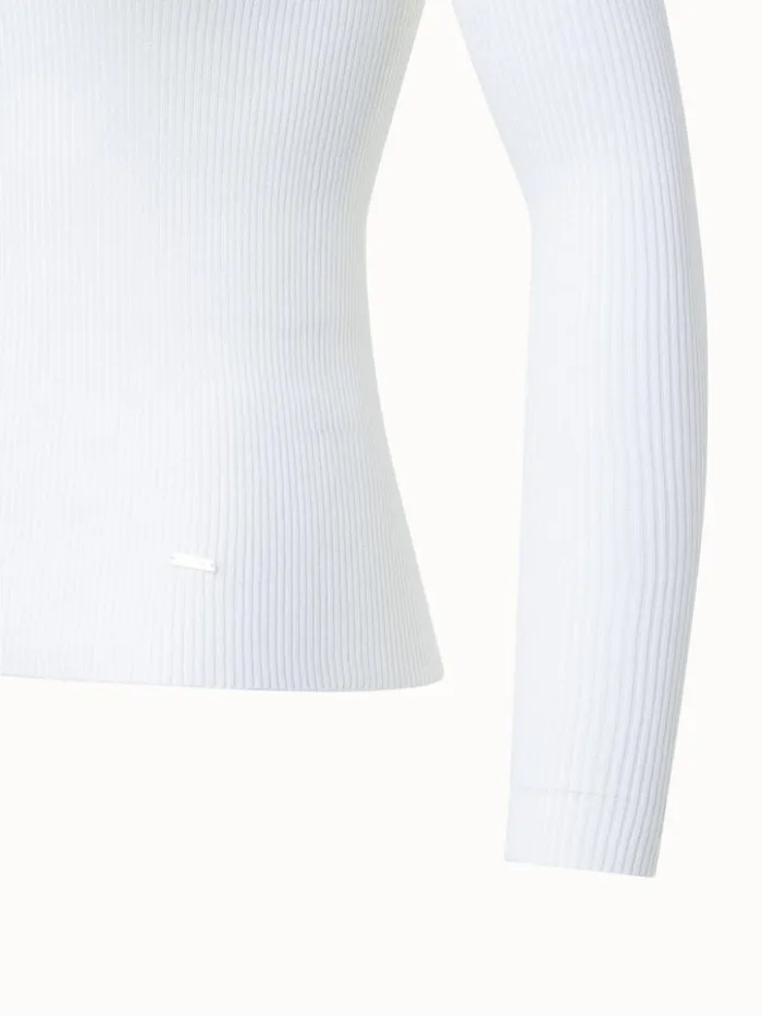Silk Cotton Rib Knit Pullover Ecru Women Akris Knitwear