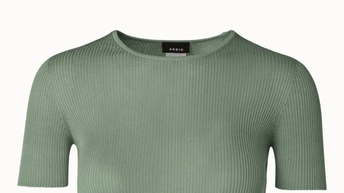 Silk Cotton Rib Short Sleeve Pullover Salvia Women Akris Knitwear