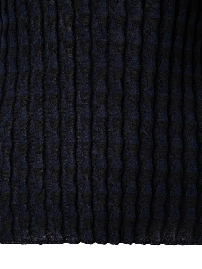 Silk Cotton Stretch Trapezoid Rib Knit Pullover Blacknavy Women Akris Knitwear