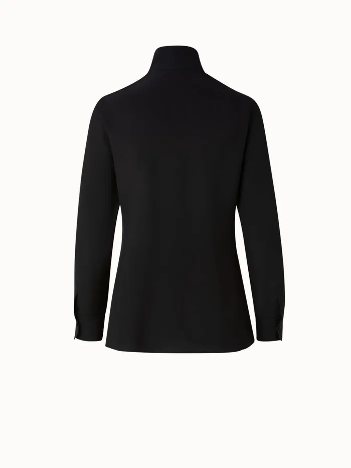 Silk Crpe Fringed Blouse Black Women Akris Blouses