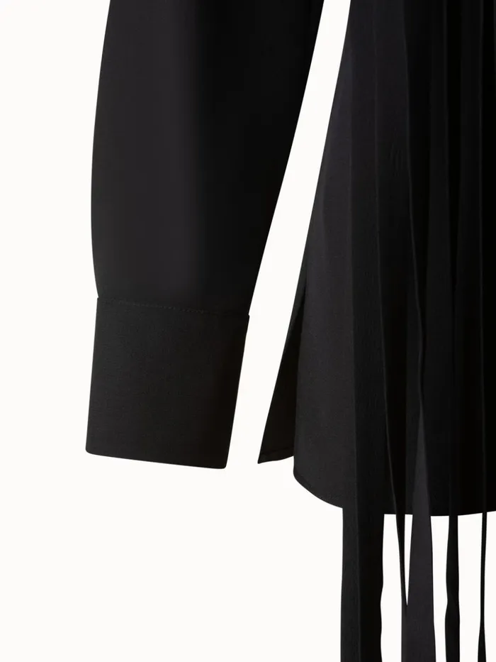 Silk Crpe Fringed Blouse Black Women Akris Blouses