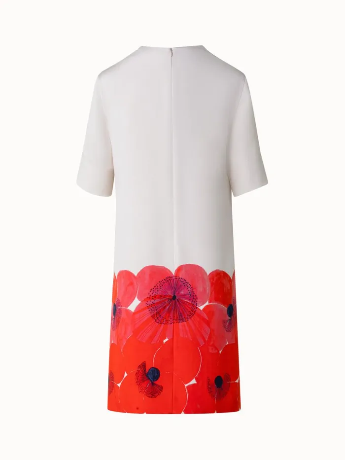 Silk Crpe Tunic Dress With Poppy Print Poppygreige Women Akris Dresses