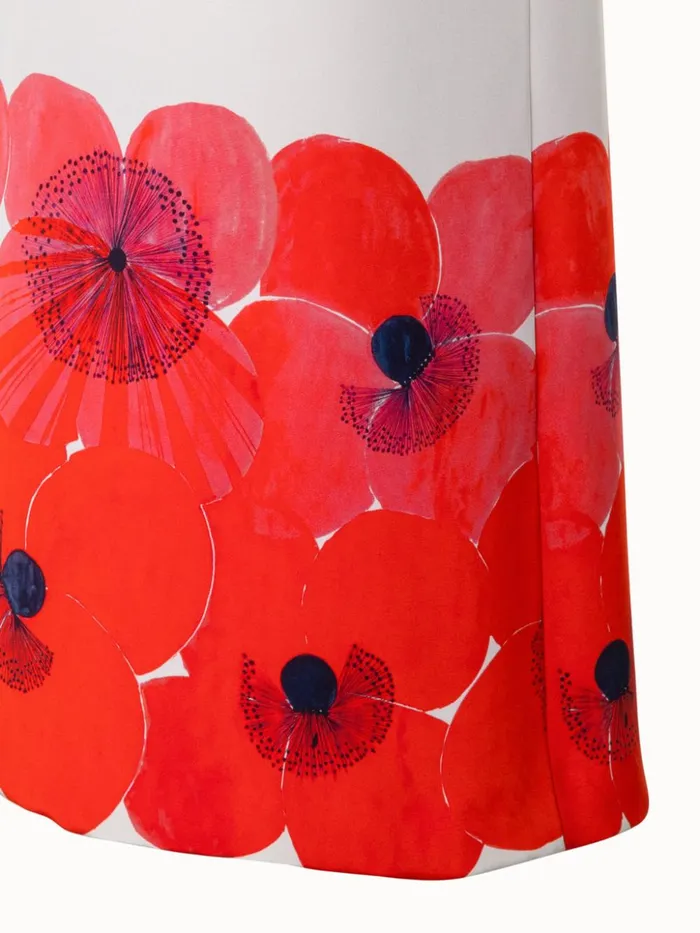 Silk Crpe Tunic Dress With Poppy Print Poppygreige Women Akris Dresses