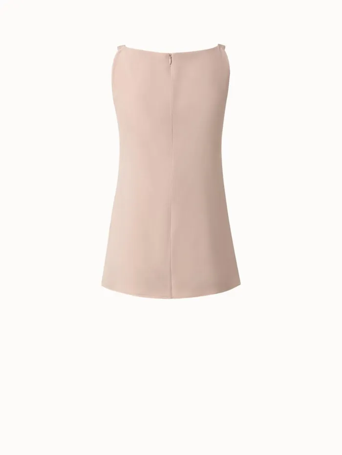Silk Georgette Tank Top With VNeck Tulle Inset Craft Women Akris Blouses