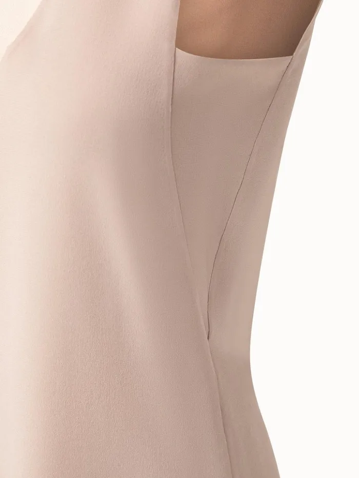 Silk Georgette Tank Top With VNeck Tulle Inset Craft Women Akris Blouses